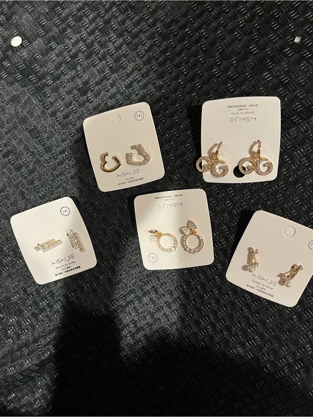Hishijie Gold-Tone Crystal Accent Earring Set - Gold